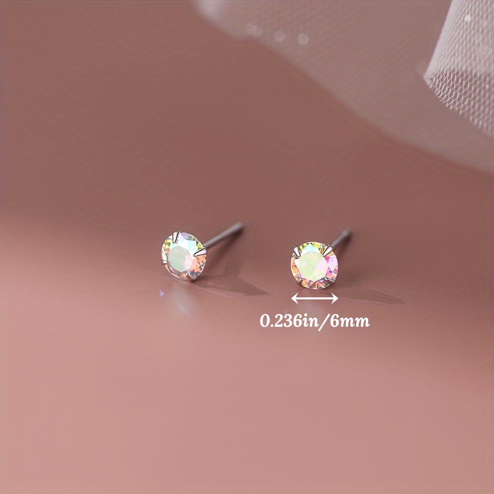 925 Silvery Sparkling Stud Earrings Hypoallergenic